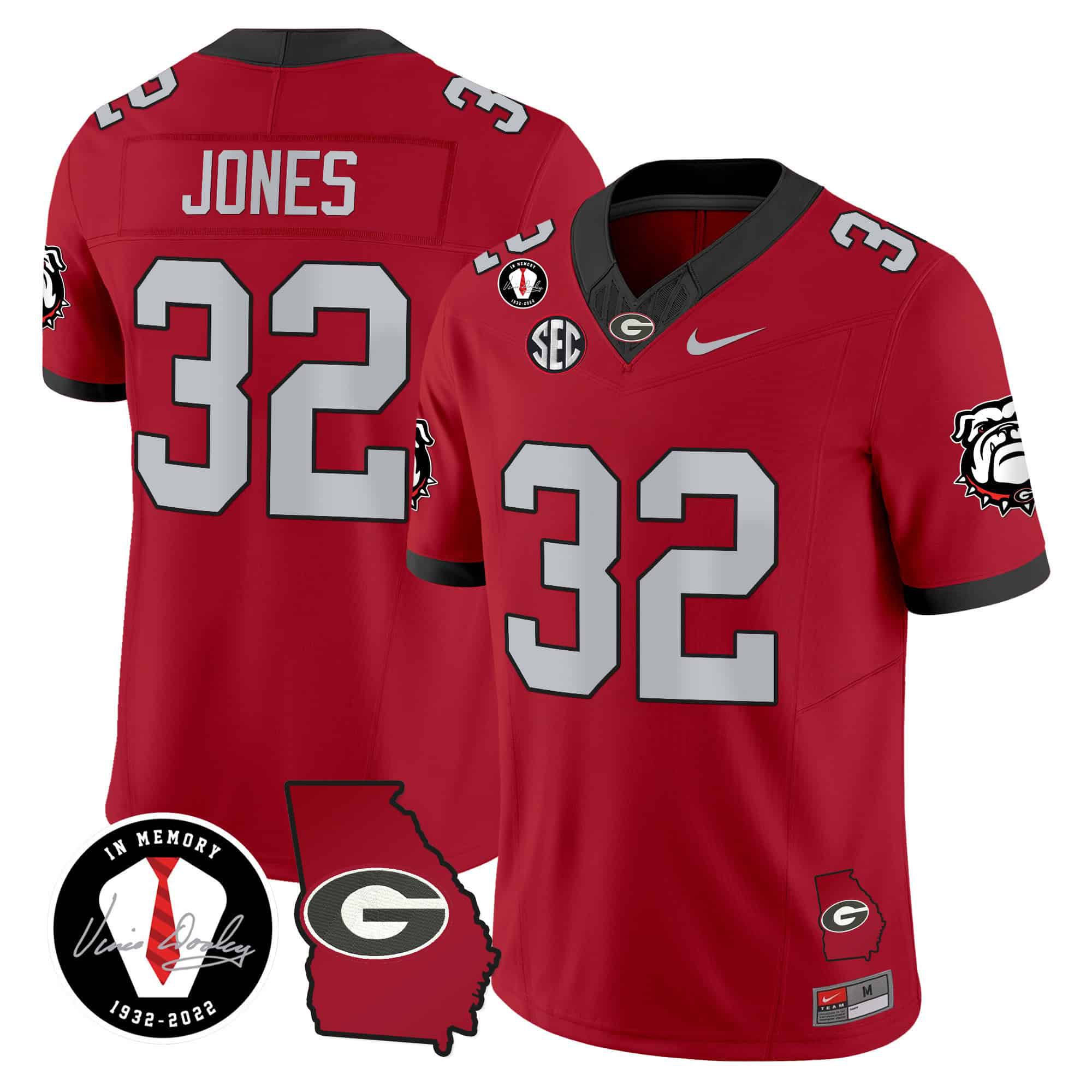 Men Georgia Bulldogs 32 Jones Red 2024 Nike Vapor NCAA Jersey